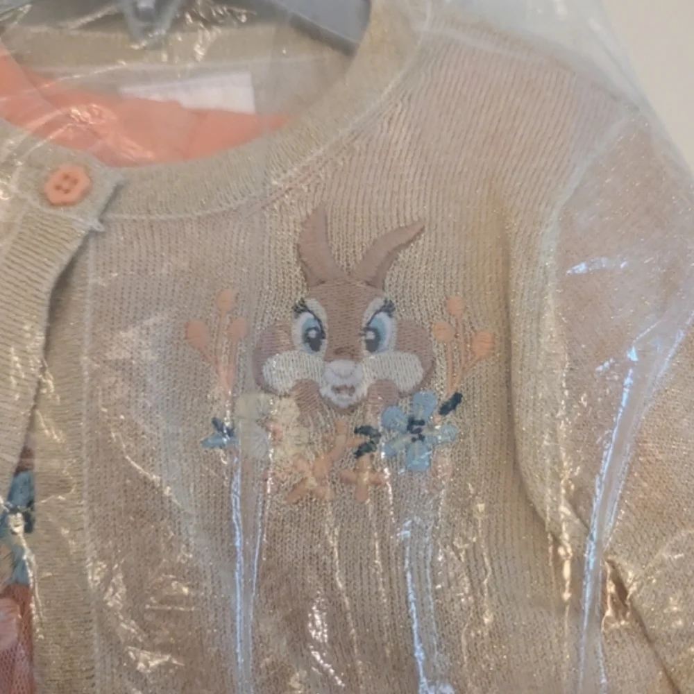 DISNEY SET Thumper Bunny Dress And Cardigan NWT